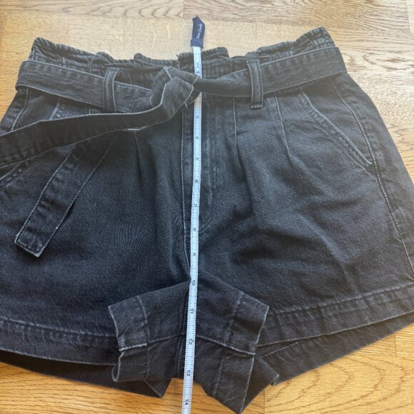 American Eagle Black Paperbag Mom Shorts Tie Waist High Rise Size 4 - Picture 13 of 14